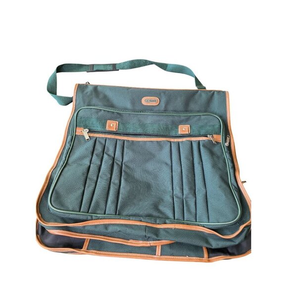 La Valege Other - La Valege Garment Bag Luggage Leather Trimmed 22 x 22 Green